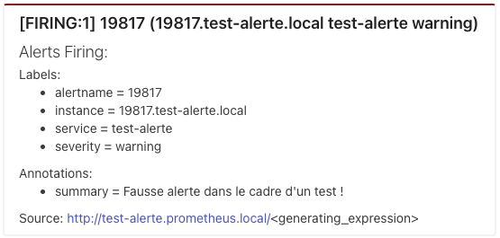 Example d’alerte